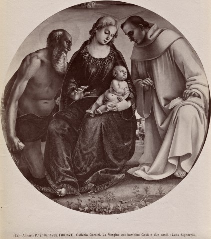 Alinari, Fratelli — Firenze - Galleria Corsini. La Vergine col bambino Gesù e due santi. (Luca Signorelli.) — insieme